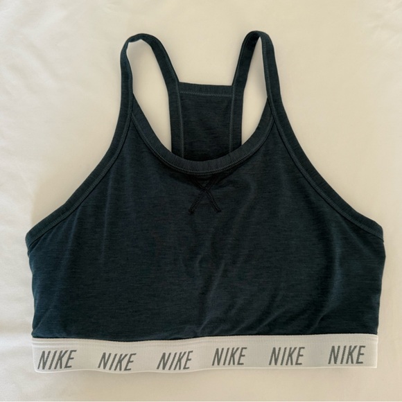 Nike Women’s Dri-FIT Swoosh Padded Medium Support Sports Bra Heathered Gray/Blue - Picture 3 of 11